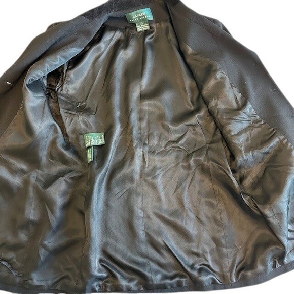 Womens‎ Lauren Ralph Lauren Blazer Velvet Collar Equestrian Wool Black Size 4 - Picture 8 of 12